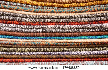 Cashmere shawls, close-up, texture