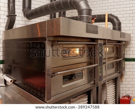 Large industrial pizza oven in restaurant