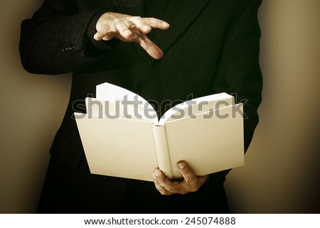 Open blank book and magic, conceptual image about reading books