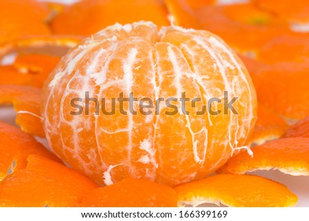 ripe and sweet mandarin peel lies on without purification