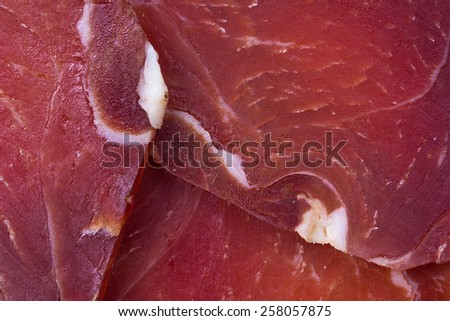 pork slices of jamon close-up full frame