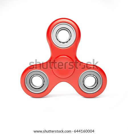 Red fidget finger spinner stress, anxiety relief toy. 3D Illustration.