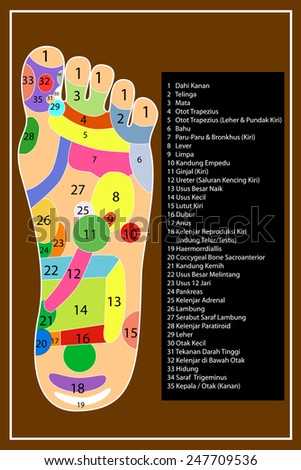 Traditional alternative heal, Acupuncture - Foot Scheme (Indonesia Language)
