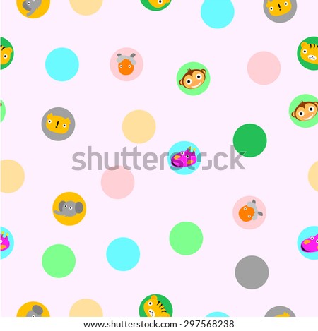 For Baby Cloth Motif, Cute Baby Animals Face at pink background