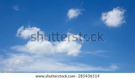 gentle blue sky with white cloud, closeup