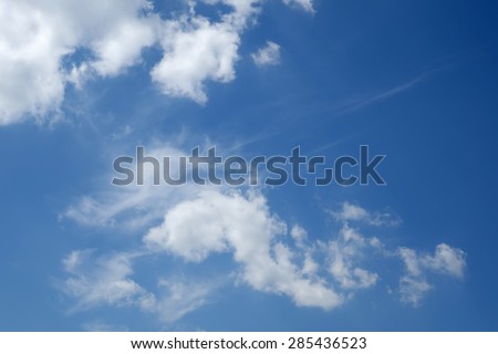 gentle blue sky with white cloud, closeup