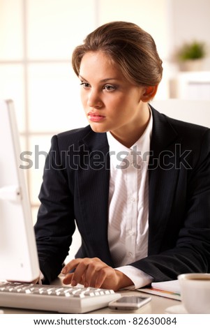 young woman in the workplace in the office