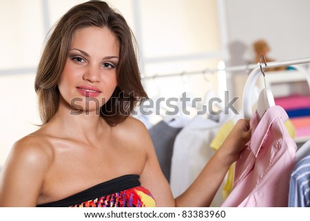 beautiful girl visited a fashion shop