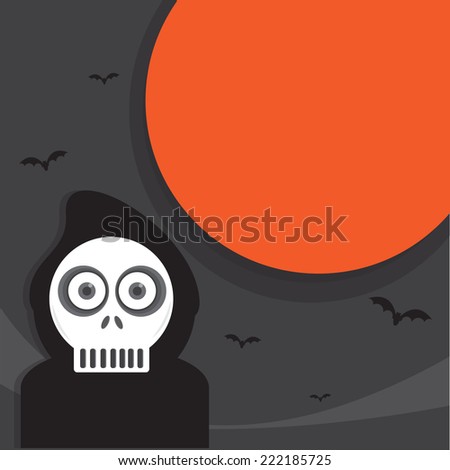 halloween background - Spooky Skeleton - vector