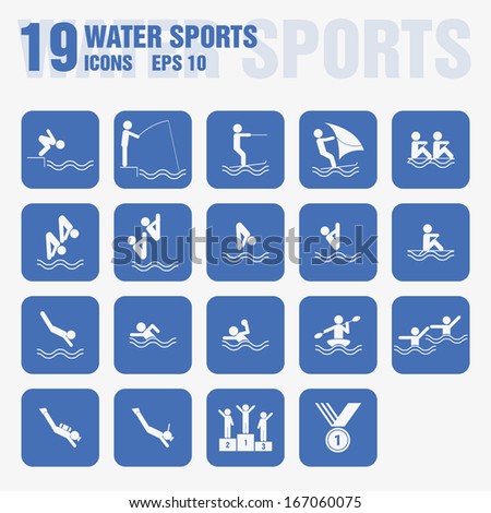 Water sports icons, vector.