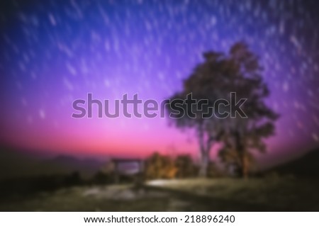 Blur night sky after sunset with star fallen