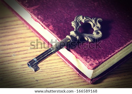 Vintage Key On Old Book.