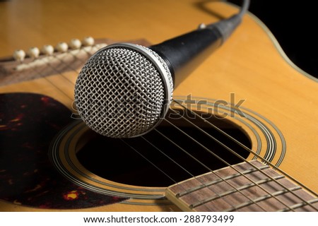 Microphone on acoustic guitar