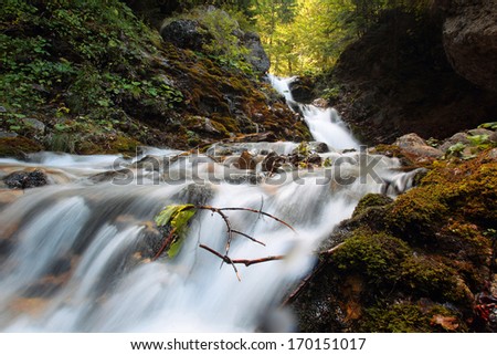 Urlatoarea waterfall in Bucegi Mountains, located near Busteni city in Bucegi Mountains Nature Park.