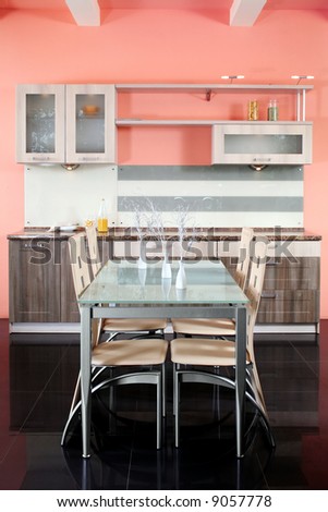 Detail interior modern kitchen with table