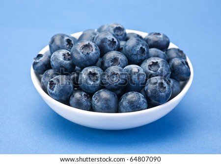 Sweet Blueberry berry closeup on blue background