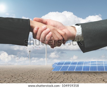 New renewable energy project with handshake
