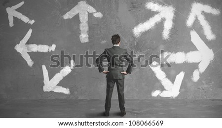 Businessman In Front Of A Choice