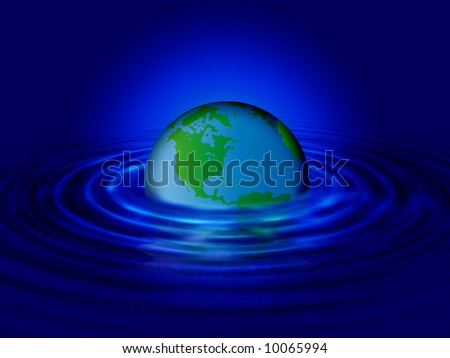 reflected world on blue water with ripples