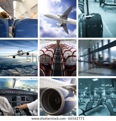 Collage of airport and airplane photos Collage of airport and airplane photos