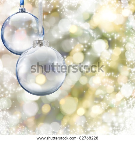 Christmas glass ball on glowing background