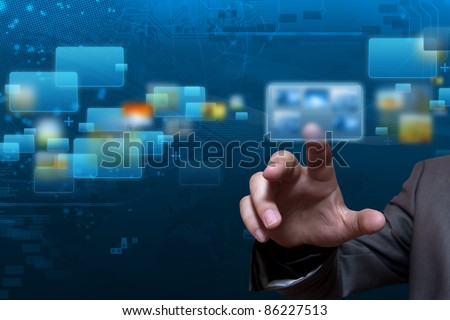Futuristic touch screen display with streaming image