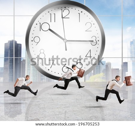 Concept of time and delay with running businessman