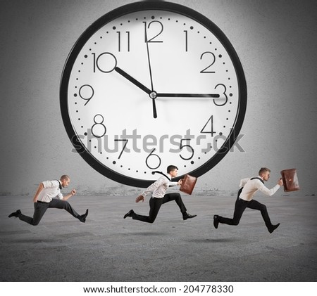 Concept of time and delay with running businessman