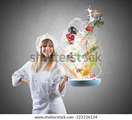 Tasty recipe of a young girl chef