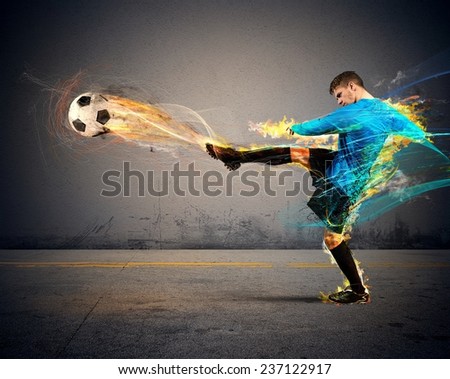 A football player throws fireballs at opponents