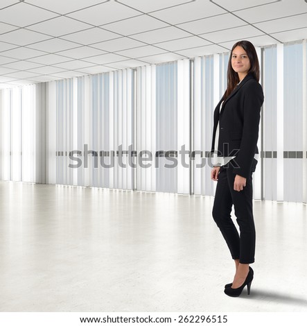 Businesswoman smiling comes to successful self confident