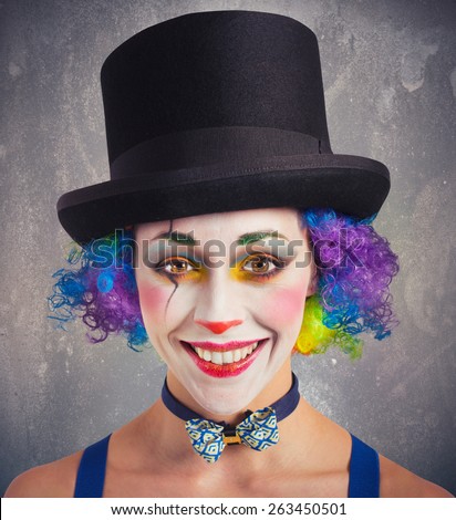 Portrait of a smiling clown and colorful