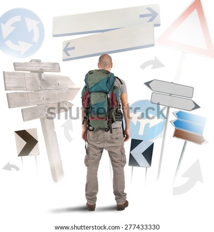 Lost traveler undecided which way to go