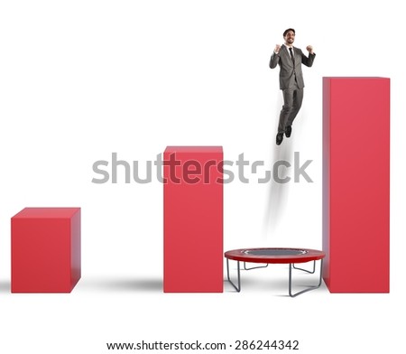 Man jumps between statistics on the trampoline