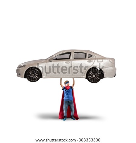 Superhero can lift a car with powers