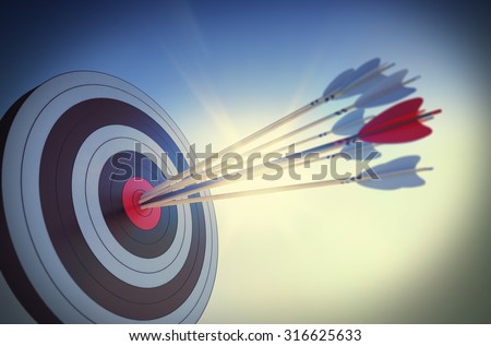 Target hit in the center by arrows