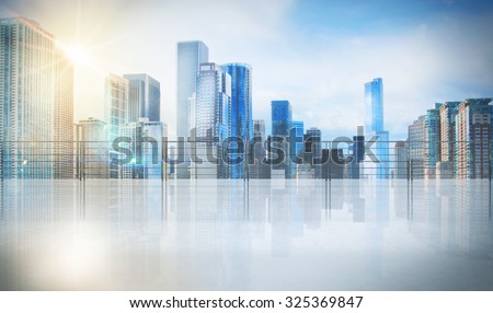 Office in a skyscraper with urban view