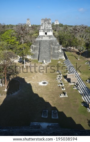 Tikal guatemala pyramid ancient old mayan stone tourist sky maya civilization travel architecture tourism culture forest american nature green tropical park construction