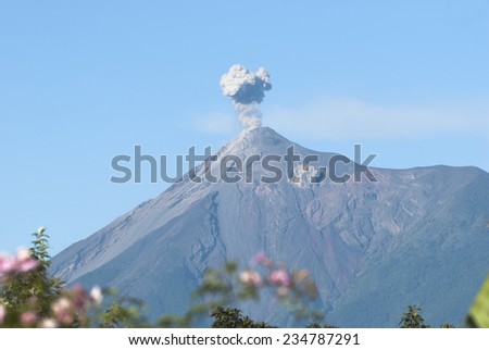 volcano, eruption, nature, volcanic, landscape, white, rock, smoke, blue, earth, panorama, attraction, explosion, active