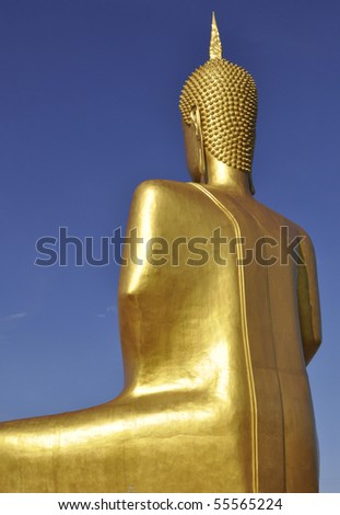 Unusual angle for this large statue of Buddha