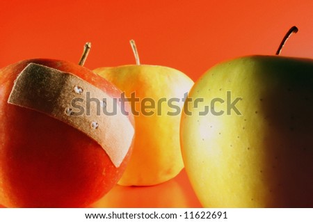 Apples with plaster - an apple a day keeps the doctor away