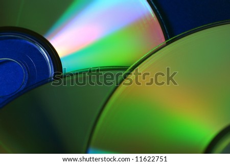 close-up of cd, dvd or blu-ray discs