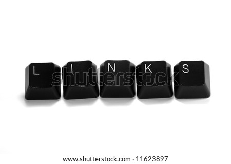 links written with black computer keys, isolated on white background