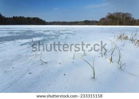 Frozen lake in north Poland.Winter time/Frozen lake in north Poland
