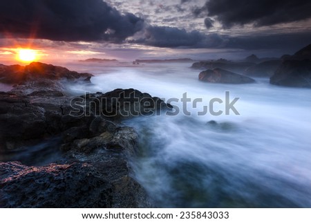 Coast of Iceland.North Atlantic Ocean/Iceland coast sunset