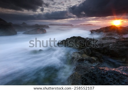 Sunset on Sea in south Iceland/ Sunset on Ocean