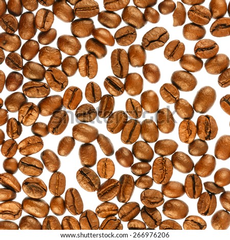 Roasted Coffee Beans background texture isolated on white background/ Coffee Beans Isolated