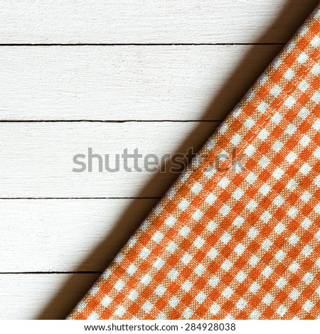 Checkered Tablecloth Red On The Wooden Background/ Checkered Tablecloth Red On The Wooden Background