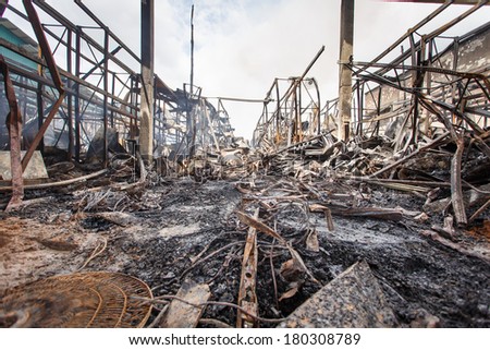 Damage caused by fire in Thailand.