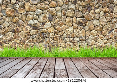 wood decking and Stone wall pattern